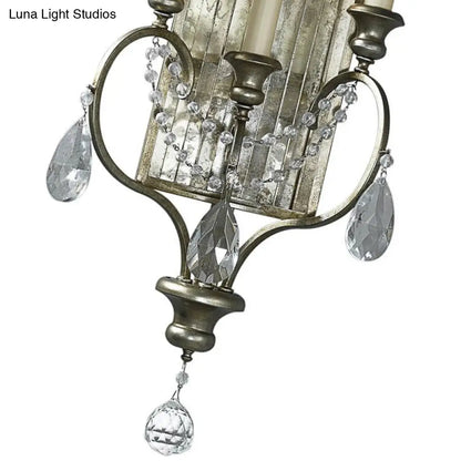 DecorBites™ DecorBites™ Rustic Metal Wall Sconce with Crystal Accent - 2 Light Candelabra Fixture