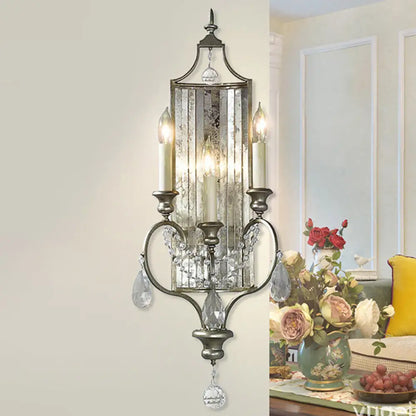 DecorBites™ DecorBites™ Rustic Metal Wall Sconce with Crystal Accent - 2 Light Candelabra Fixture