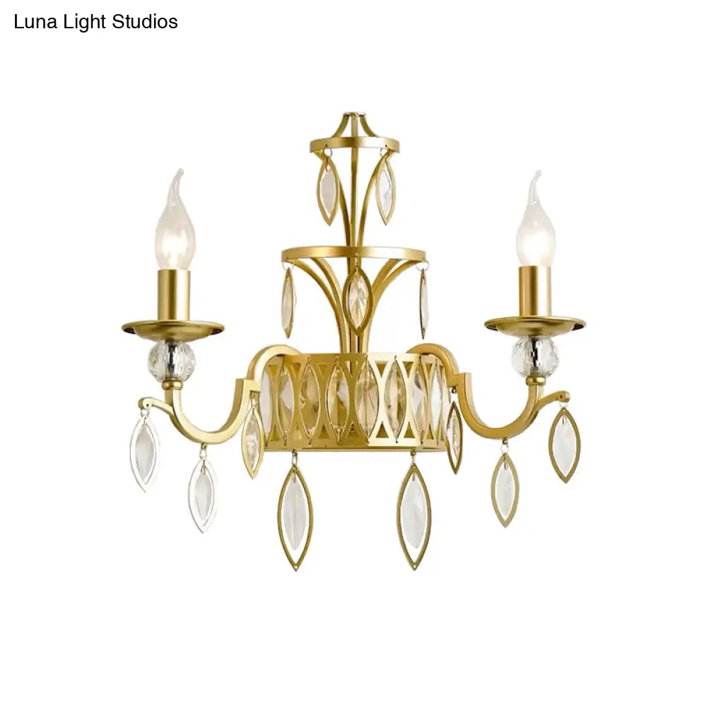 DecorBites™ DecorBites™ Rustic Metal Wall Sconce with Teardrop Crystal - 2 Lights