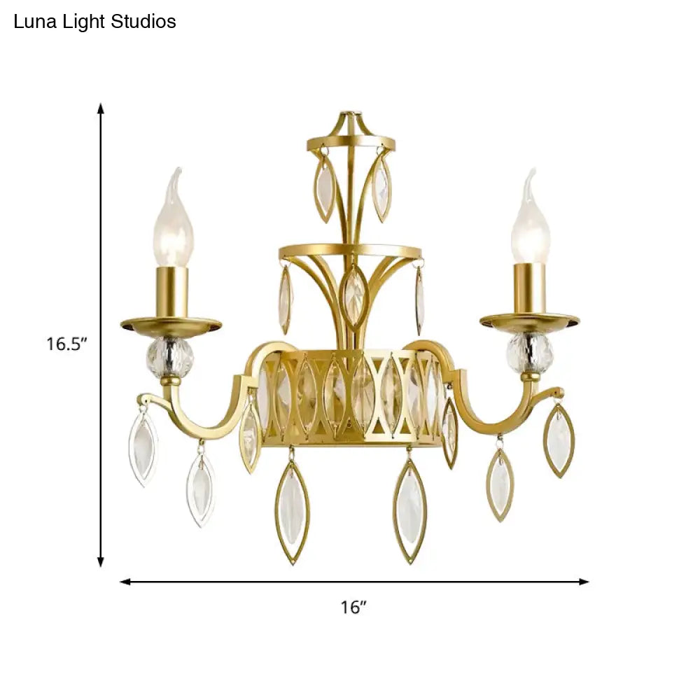 DecorBites™ DecorBites™ Rustic Metal Wall Sconce with Teardrop Crystal - 2 Lights