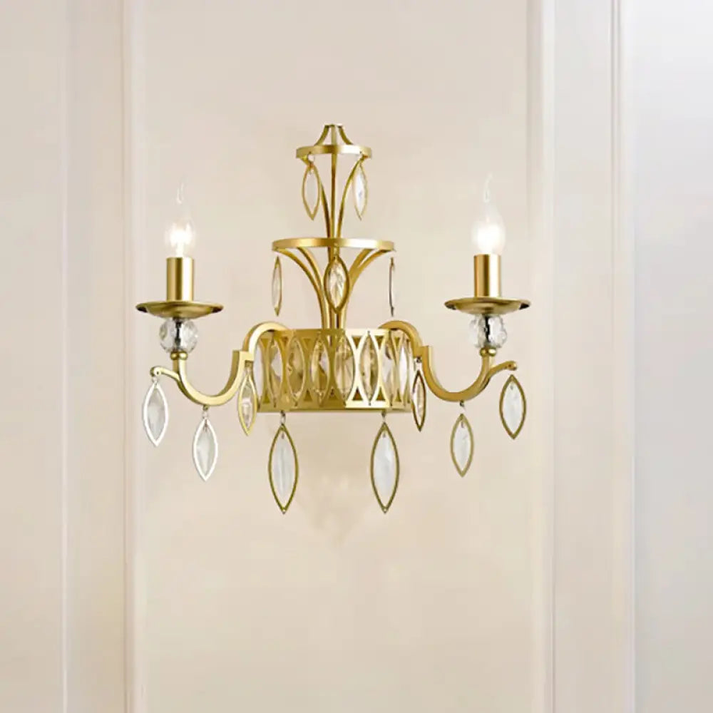 DecorBites™ DecorBites™ Rustic Metal Wall Sconce with Teardrop Crystal - 2 Lights