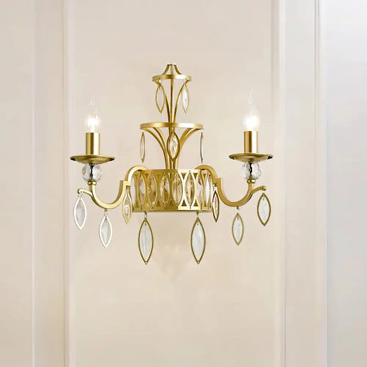 DecorBites™ DecorBites™ Rustic Metal Wall Sconce with Teardrop Crystal - 2 Lights