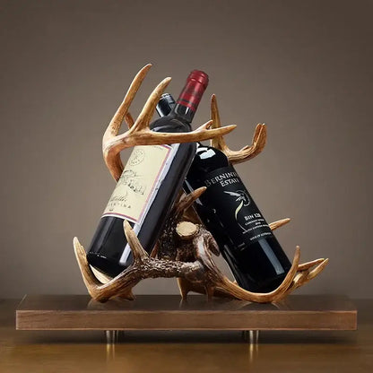 Rustic natural resin buckhorn wine holder in beige finish antler-shaped wine holder for dining room decorbites buckhorn wine rack