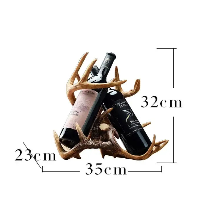 Rustic natural resin buckhorn wine holder with antler-shaped design and brown finish for decorbites buckhorn wine rack