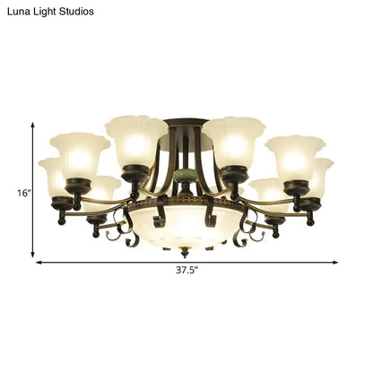 ديكوربايتس™ مصباح سقف على شكل زهرة من زجاج الأوبال الريفي مع حامل شبه مسطح - 9/11/13 مصابيح لغرفة المعيشة