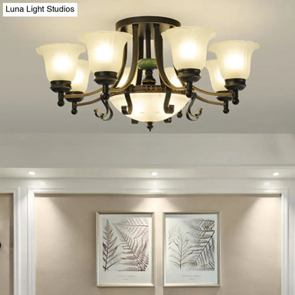 ديكوربايتس™ مصباح سقف على شكل زهرة من زجاج الأوبال الريفي مع حامل شبه مسطح - 9/11/13 مصابيح لغرفة المعيشة