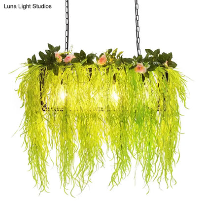 Rustic Pendant Lamp with Artistic Plant Design and Colorful Options - Perfect for Cafes and Homes