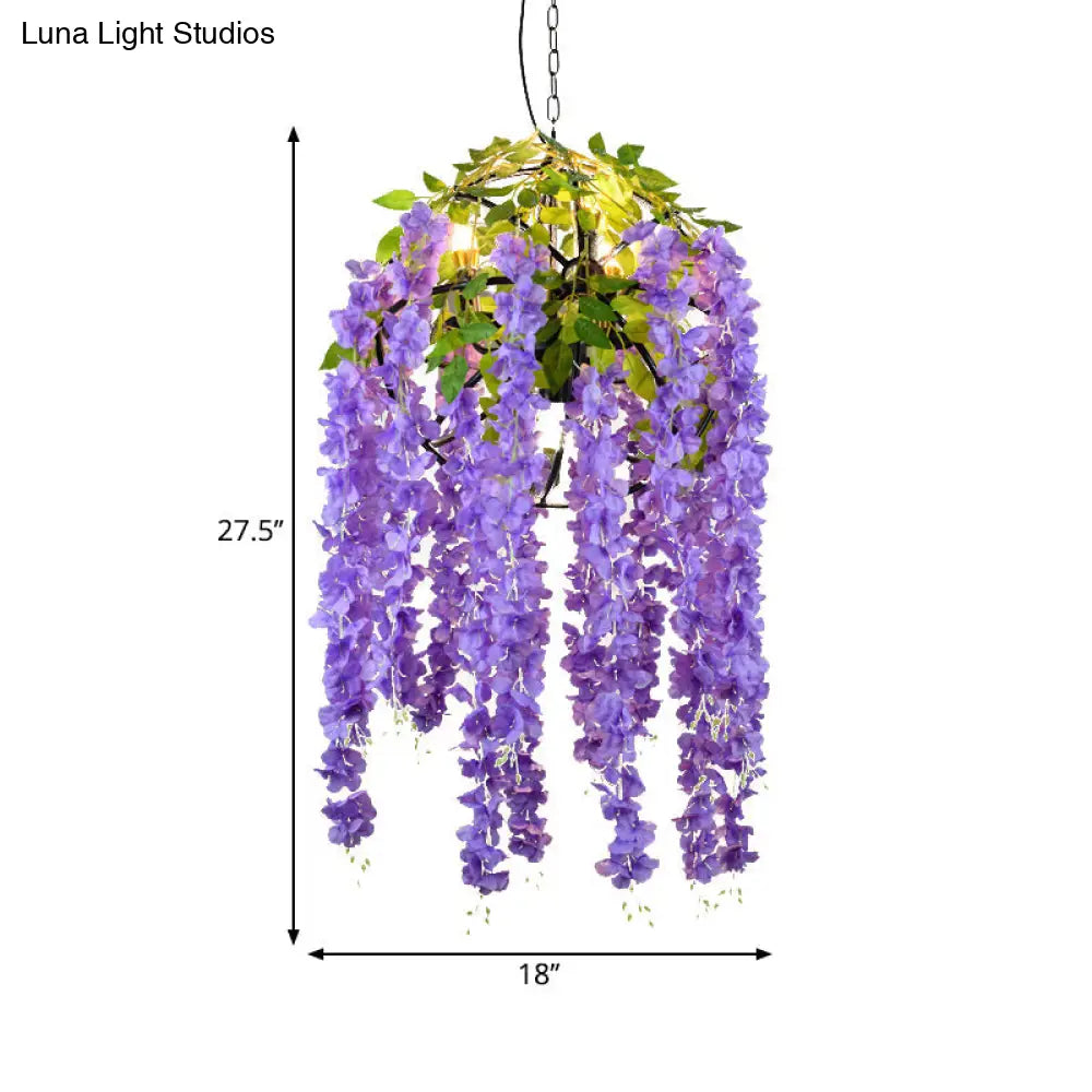 Rustic Pendant Lamp with Artistic Plant Design and Colorful Options - Perfect for Cafes and Homes