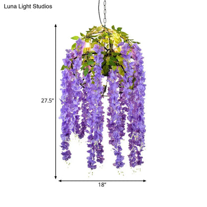Rustic Pendant Lamp with Artistic Plant Design and Colorful Options - Perfect for Cafes and Homes