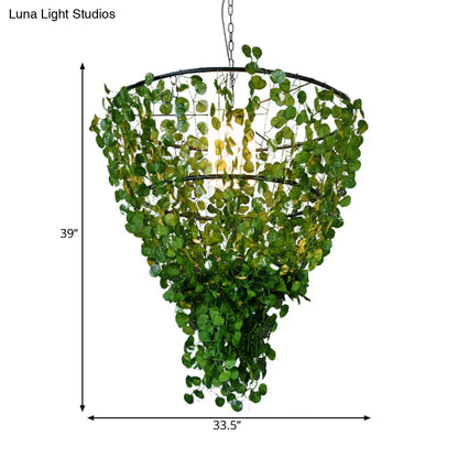 Rustic Pendant Lamp with Artistic Plant Design and Colorful Options - Perfect for Cafes and Homes