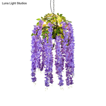 Rustic Pendant Lamp with Artistic Plant Design and Colorful Options - Perfect for Cafes and Homes