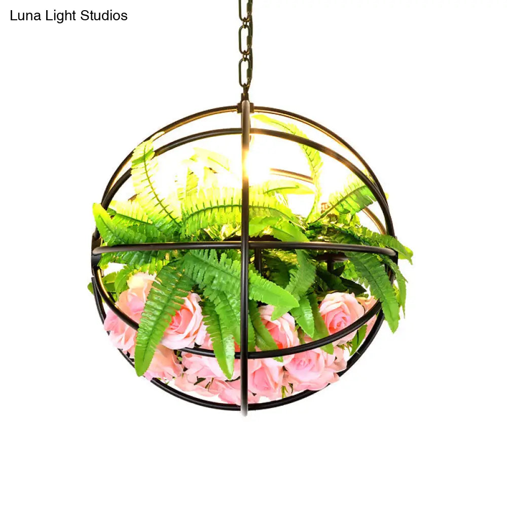 Rustic Pendant Lamp with Artistic Plant Design and Colorful Options - Perfect for Cafes and Homes