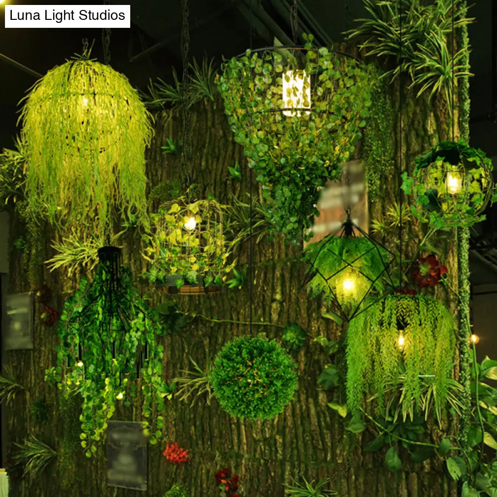 Rustic Pendant Lamp with Artistic Plant Design and Colorful Options - Perfect for Cafes and Homes