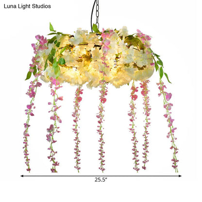 Rustic Pendant Lamp with Artistic Plant Design and Colorful Options - Perfect for Cafes and Homes