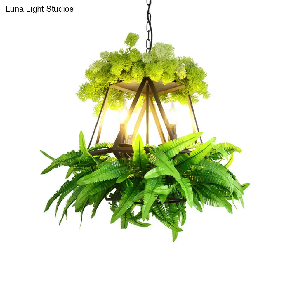 Rustic Pendant Lamp with Artistic Plant Design and Colorful Options - Perfect for Cafes and Homes