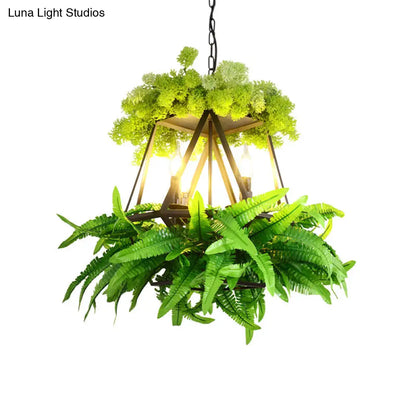 Rustic Pendant Lamp with Artistic Plant Design and Colorful Options - Perfect for Cafes and Homes
