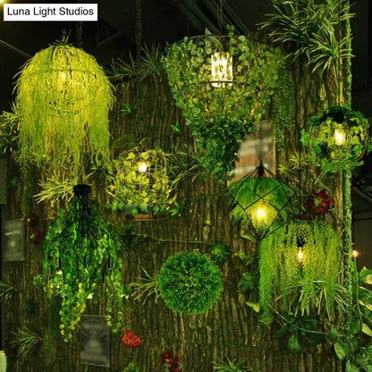 Rustic Pendant Lamp with Artistic Plant Design and Colorful Options - Perfect for Cafes and Homes