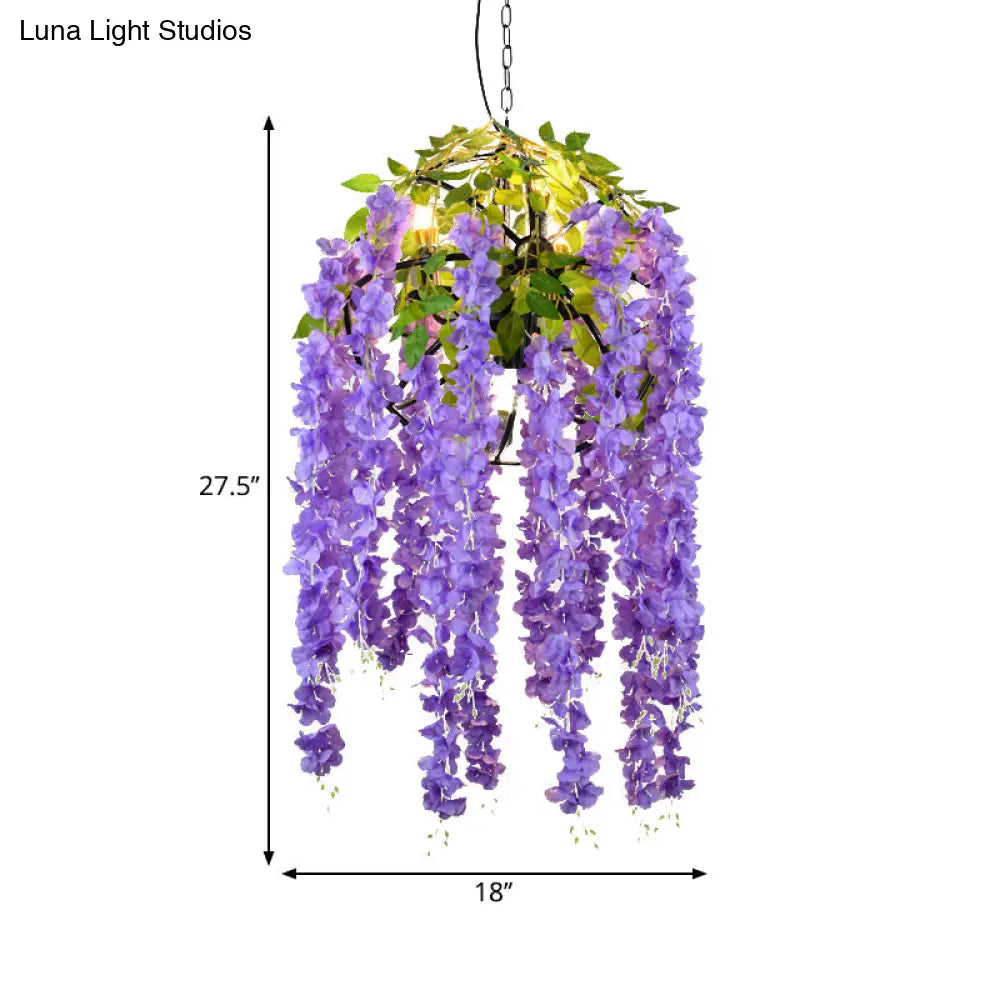 Rustic Pendant Lamp with Artistic Plant Design and Colorful Options - Perfect for Cafes and Homes