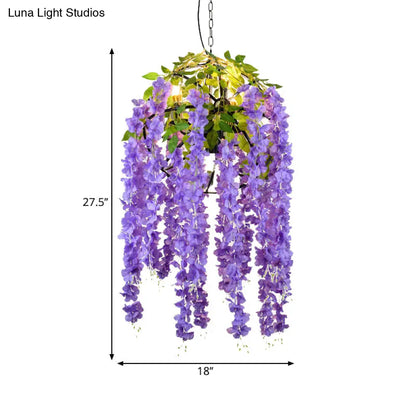 Rustic Pendant Lamp with Artistic Plant Design and Colorful Options - Perfect for Cafes and Homes