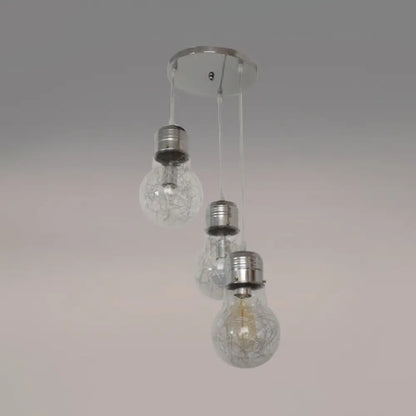 Rustic Pendant Lighting with 3 Clear Glass Shades and Round Silver/Gold Canopy