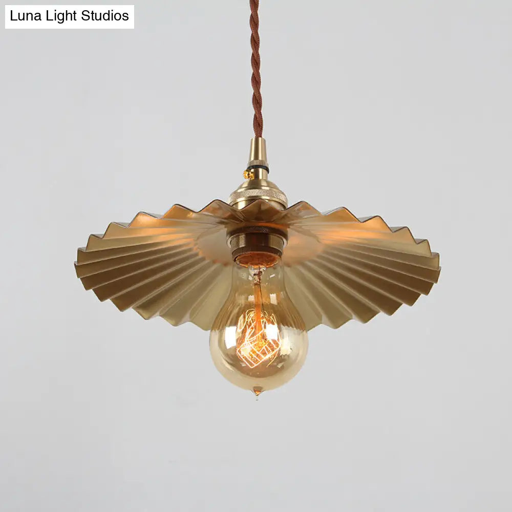 Rustic Radial Wave Metallic Pendant Lighting in Brass for Dining Room