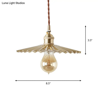 Rustic Radial Wave Metallic Pendant Lighting in Brass for Dining Room