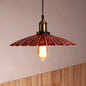 Rustic Red Scalloped Shade Pendant Lamp - Metallic Finish, Coffee Shop Hanging Light Fixture