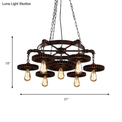 Rustic Retro Wrought Iron Chandelier - 7 Heads Pendant Lamp for Living Room