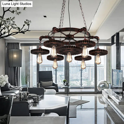 Rustic Retro Wrought Iron Chandelier - 7 Heads Pendant Lamp for Living Room