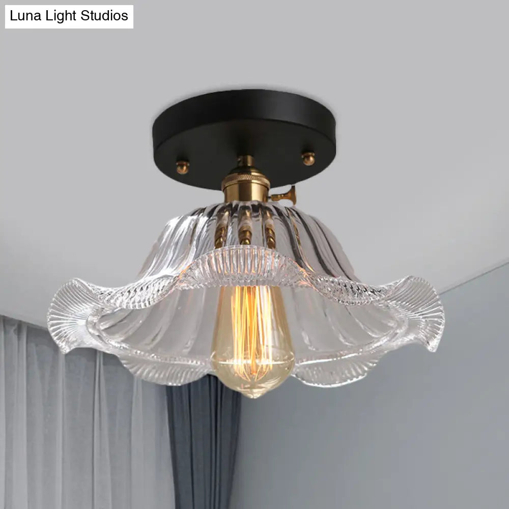 DecorBites™ DecorBites™ Rustic Ribbed Glass Scalloped Semi Flush Light, Red/Blue/Clear, 8"/10"/12" Wide