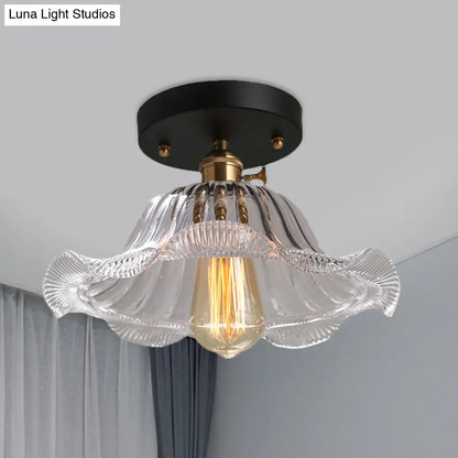 DecorBites™ DecorBites™ Rustic Ribbed Glass Scalloped Semi Flush Light, Red/Blue/Clear, 8"/10"/12" Wide