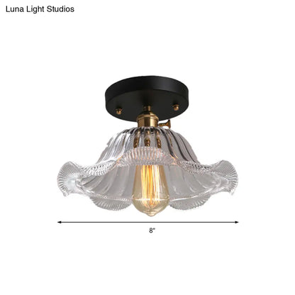 DecorBites™ DecorBites™ Rustic Ribbed Glass Scalloped Semi Flush Light, Red/Blue/Clear, 8"/10"/12" Wide