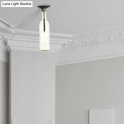 DecorBites™ DecorBites™ Rustic Semi Flush Bottle Glass Ceiling Light Fixture with Brown/Blue Shades for Corridor