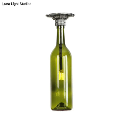 DecorBites™ DecorBites™ Rustic Semi Flush Bottle Glass Ceiling Light Fixture with Brown/Blue Shades for Corridor