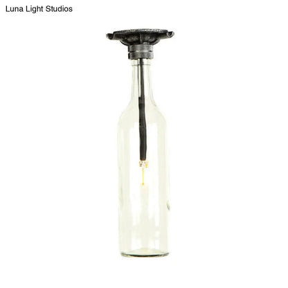 DecorBites™ DecorBites™ Rustic Semi Flush Bottle Glass Ceiling Light Fixture with Brown/Blue Shades for Corridor