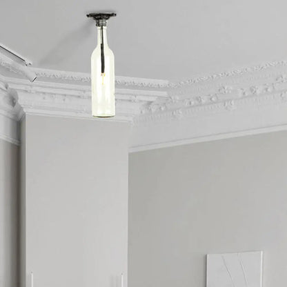 DecorBites™ DecorBites™ Rustic Semi Flush Bottle Glass Ceiling Light Fixture with Brown/Blue Shades for Corridor