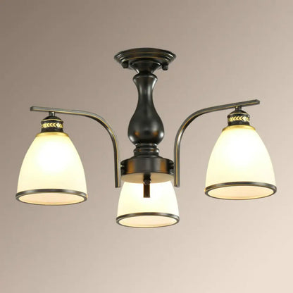 DecorBites™ DecorBites™ Rustic Semi Flush Glass Chandelier for Living Room
