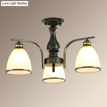 DecorBites™ DecorBites™ Rustic Semi Flush Glass Chandelier for Living Room