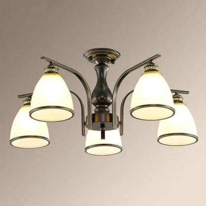 DecorBites™ DecorBites™ Rustic Semi Flush Glass Chandelier for Living Room