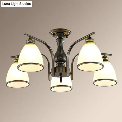 DecorBites™ DecorBites™ Rustic Semi Flush Glass Chandelier for Living Room