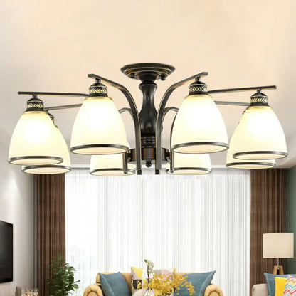 DecorBites™ DecorBites™ Rustic Semi Flush Glass Chandelier for Living Room