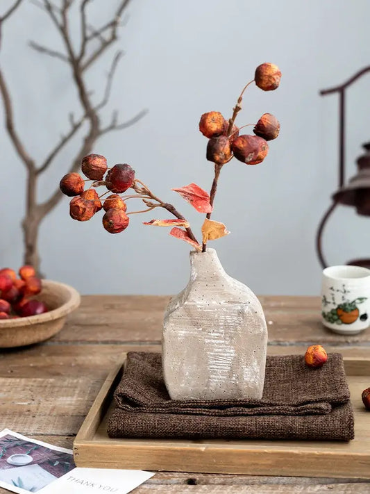 A rustic speckled gray ceramic hydroponic vase with textured angular shape for decorbites garden rattan hydroponic use