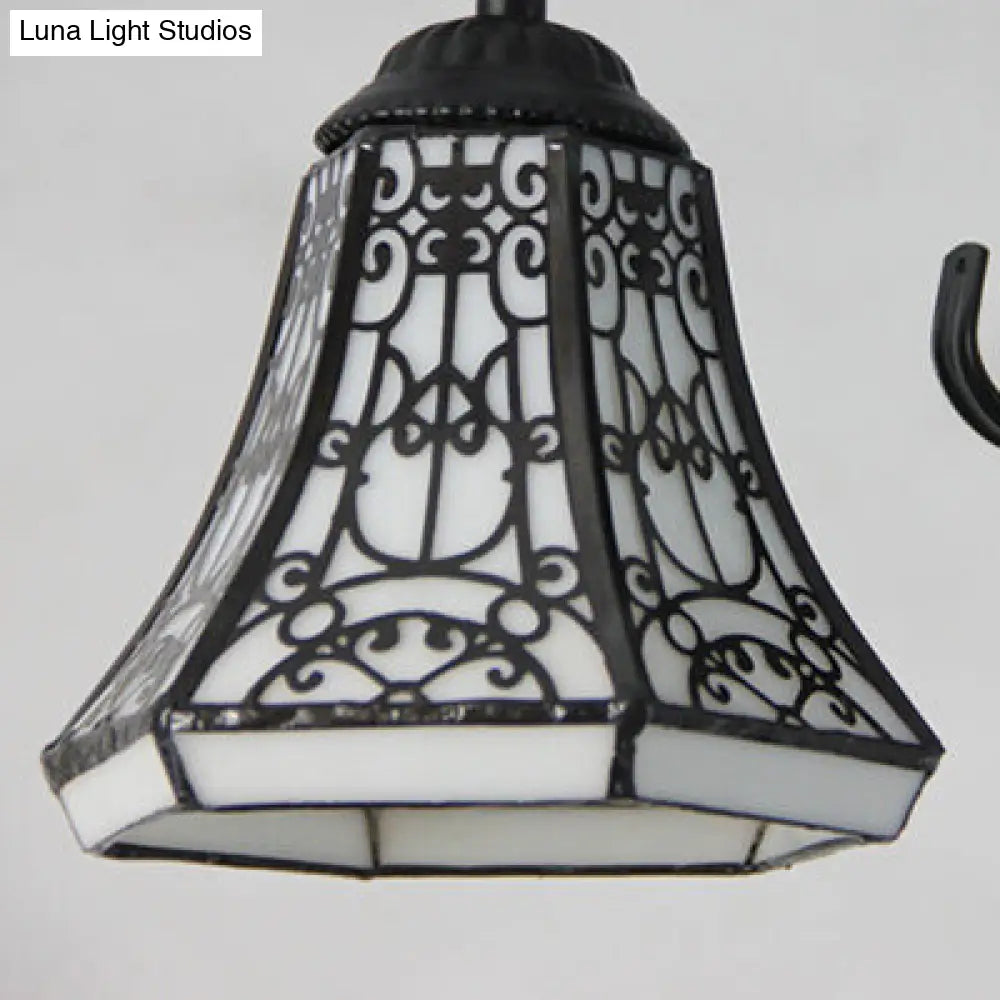 DecorBites™ DecorBites™ Rustic Stained Glass Ceiling Light Fixture with Geometric Semi Flush Design – 3 Heads Magnolia/Mediterranean/Elk/Wire Mesh Pattern – Ideal for Bedrooms