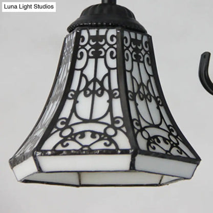 DecorBites™ DecorBites™ Rustic Stained Glass Ceiling Light Fixture with Geometric Semi Flush Design – 3 Heads Magnolia/Mediterranean/Elk/Wire Mesh Pattern – Ideal for Bedrooms