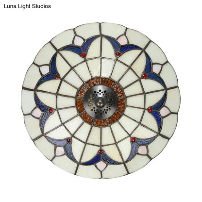 DecorBites™ DecorBites™ Rustic Style Dome Flush Mount Ceiling Light with Jewel Decoration (10"/12" Inch) – White/Beige/Blue/Clear Options