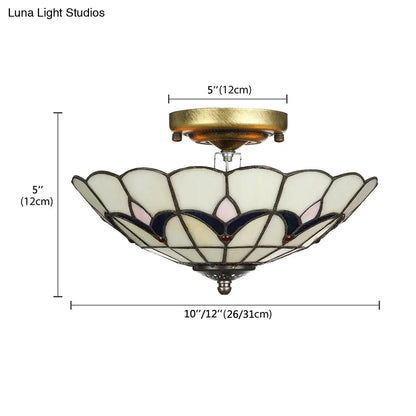 DecorBites™ DecorBites™ Rustic Style Dome Flush Mount Ceiling Light with Jewel Decoration (10"/12" Inch) – White/Beige/Blue/Clear Options