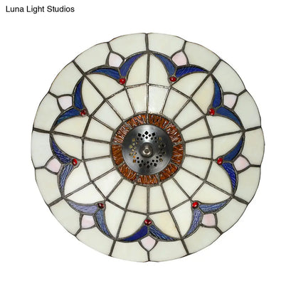 DecorBites™ DecorBites™ Rustic Style Dome Flush Mount Ceiling Light with Jewel Decoration (10"/12" Inch) – White/Beige/Blue/Clear Options