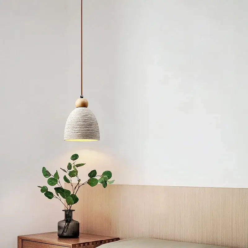 Rustic white concrete cement pendant light with textured off-white shade wooden top and brown cord for dining room decorbites concrete cement pendant