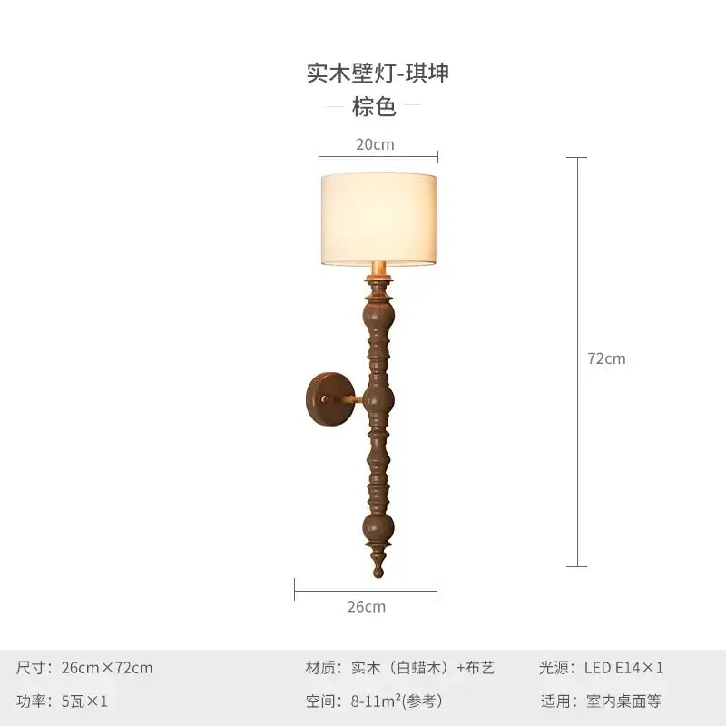Brown wooden wall light with beige fabric shade and ornate details from decorbites led wood wall collection for living room decor
