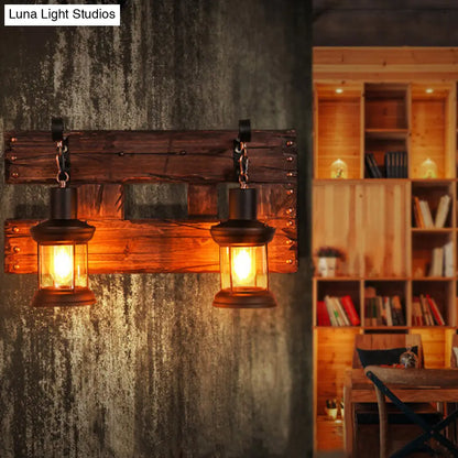 Lámpara de techo rústica de madera tipo farol para restaurantes